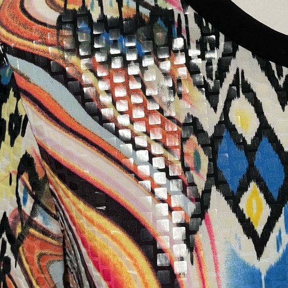 Joseph Ribkoff Multicoloured Abstract Pattern 3/4 Sleeve Dress Jacket Vintage - Picture 6 of 13